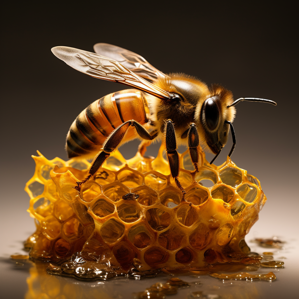 Busy hive producing golden honey