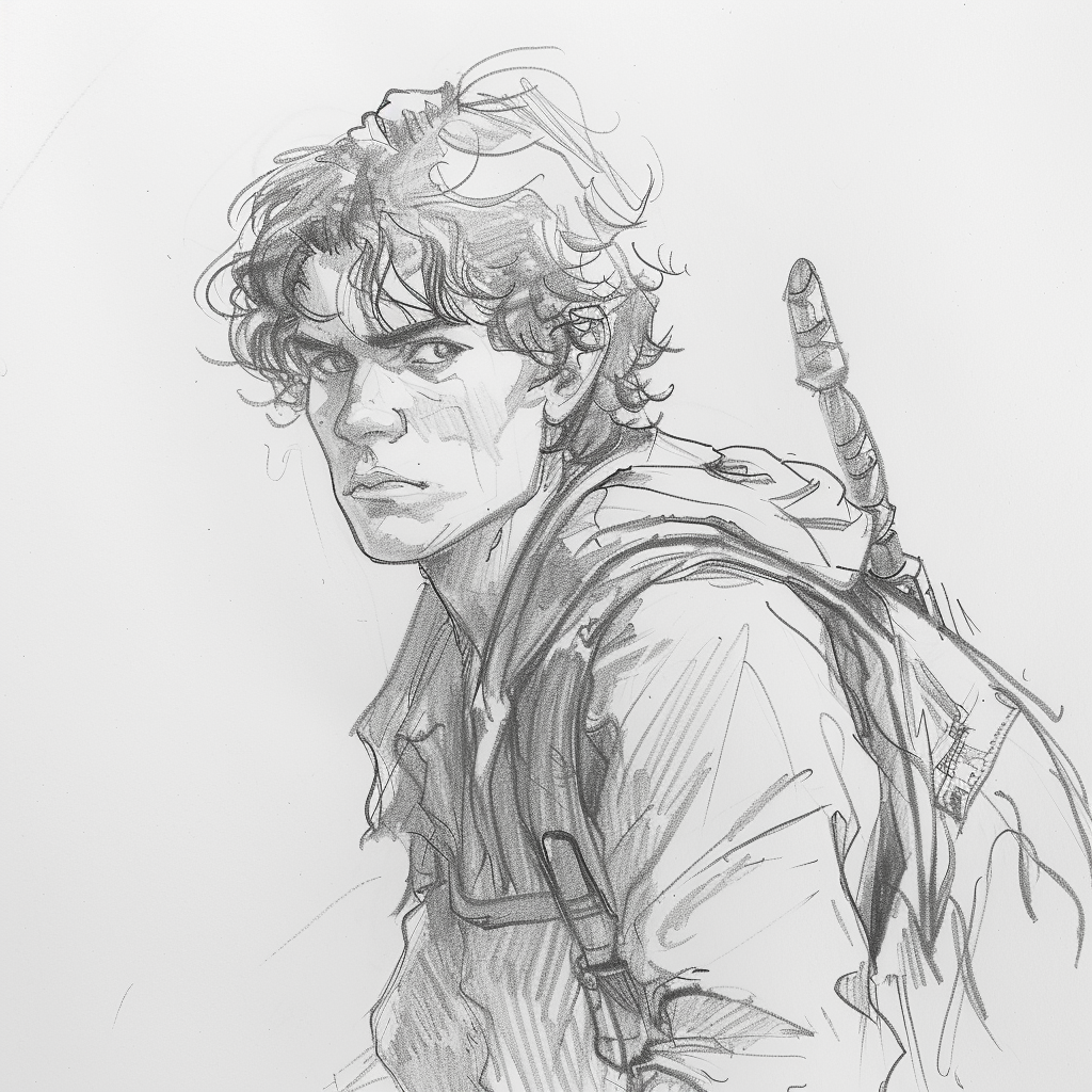 Simple sketch of hobbit adventurer