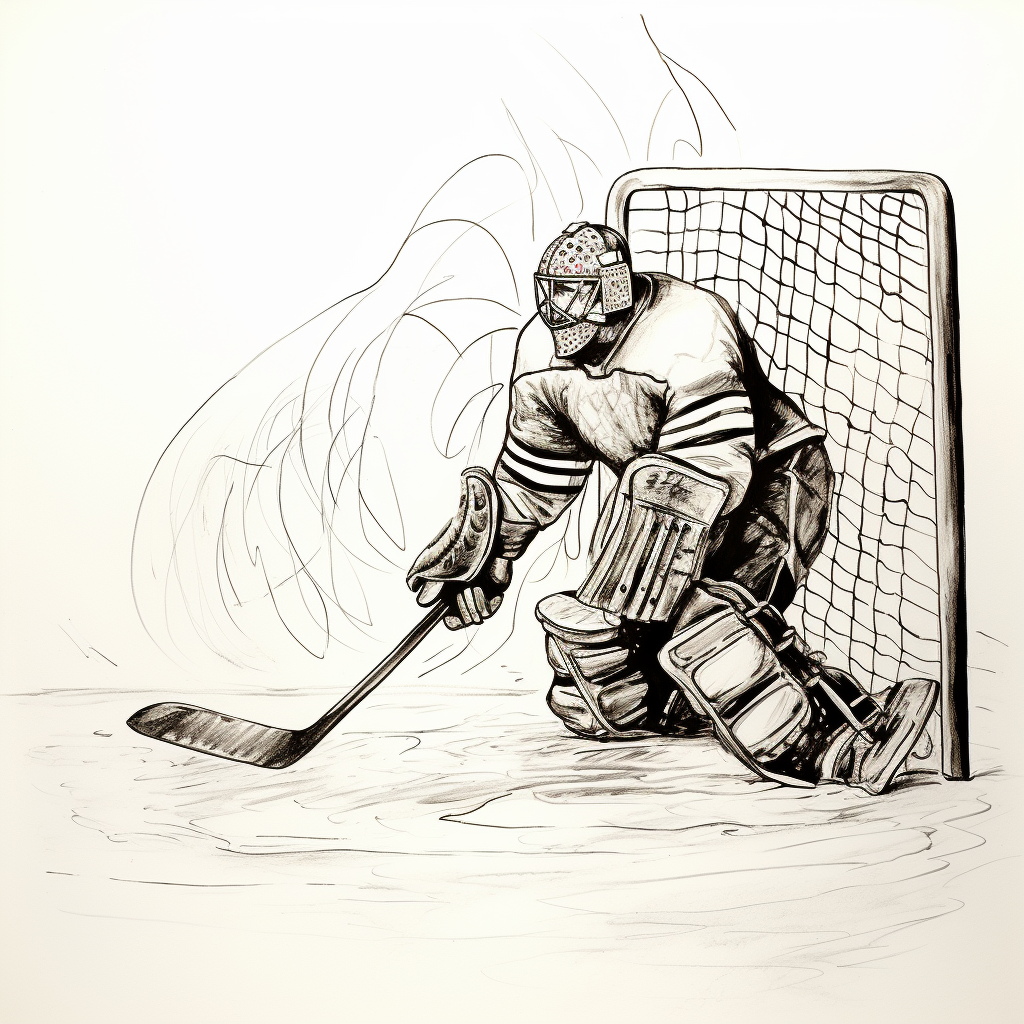 Hockey goalie protecting the net