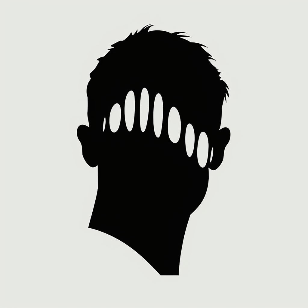 Silhouette of a hockey player with missing tooth