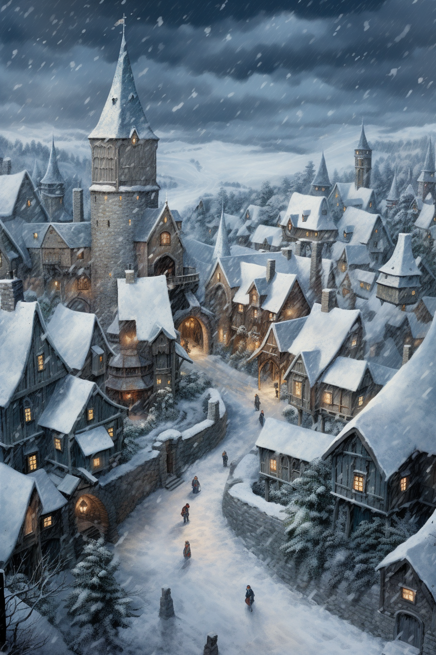 Snowy Hogsmead from Harry Potter