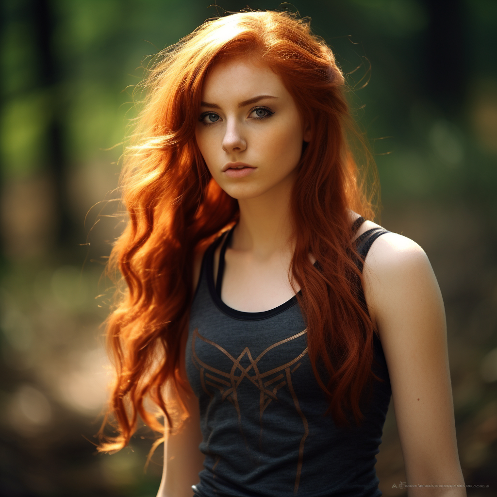 Young redhead Hogwarts girl in tank top