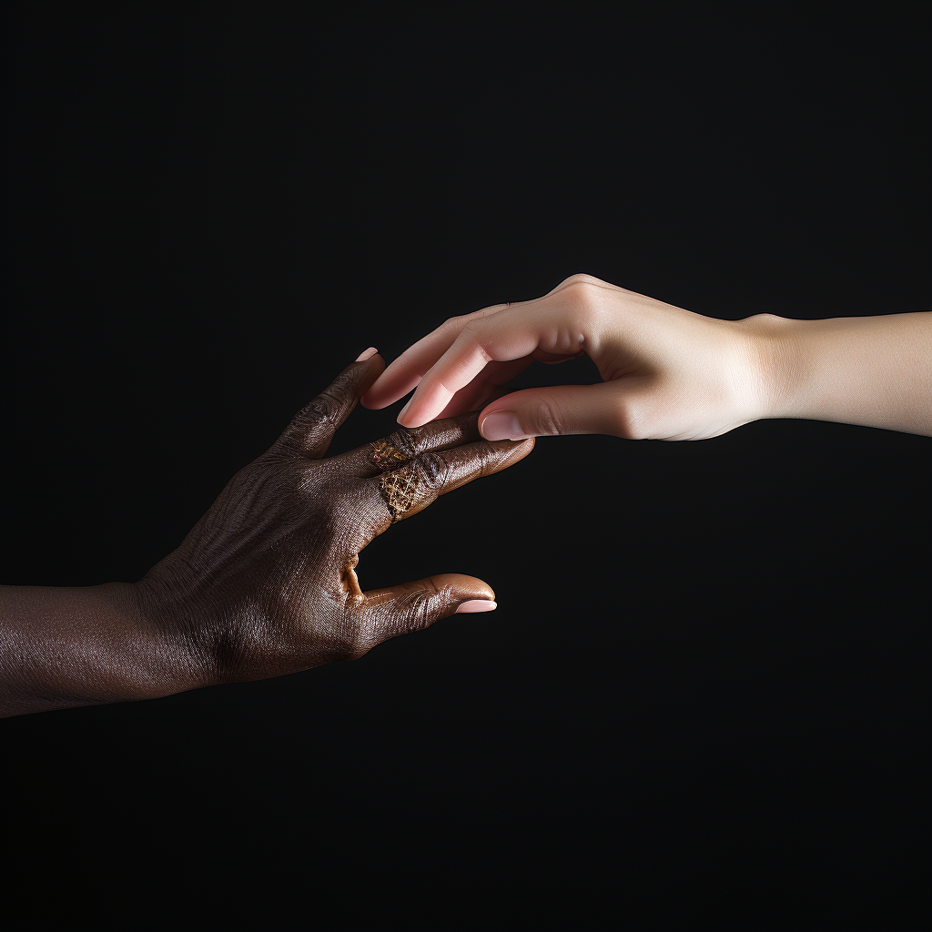 Two women of different generations holding hands