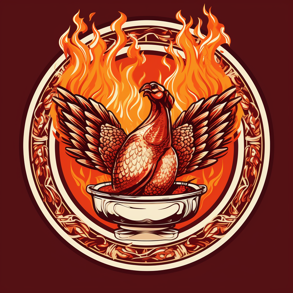 Roasted Turkey Dinner with Flames - Logo Design