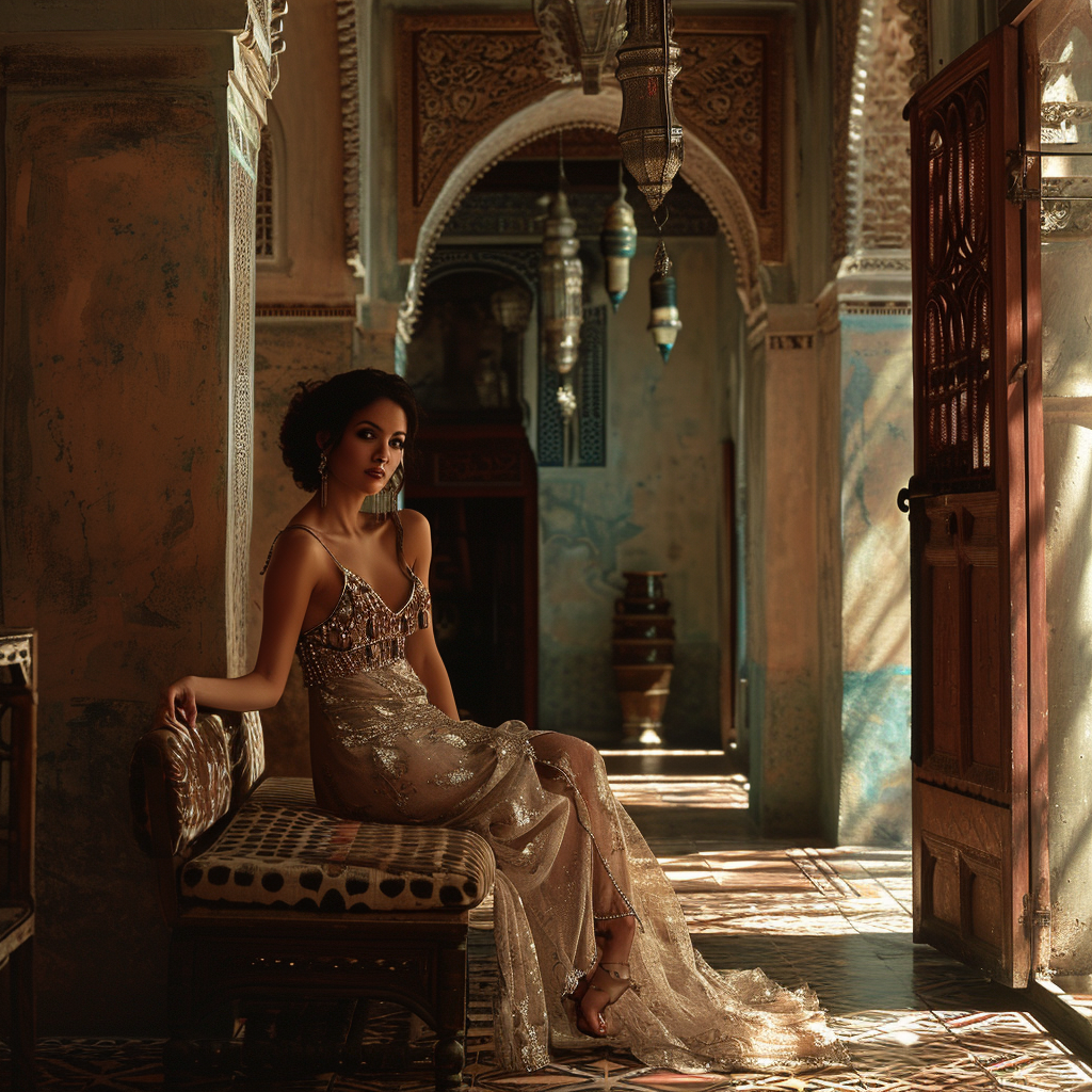 Hollywood actress in Moroccan riad