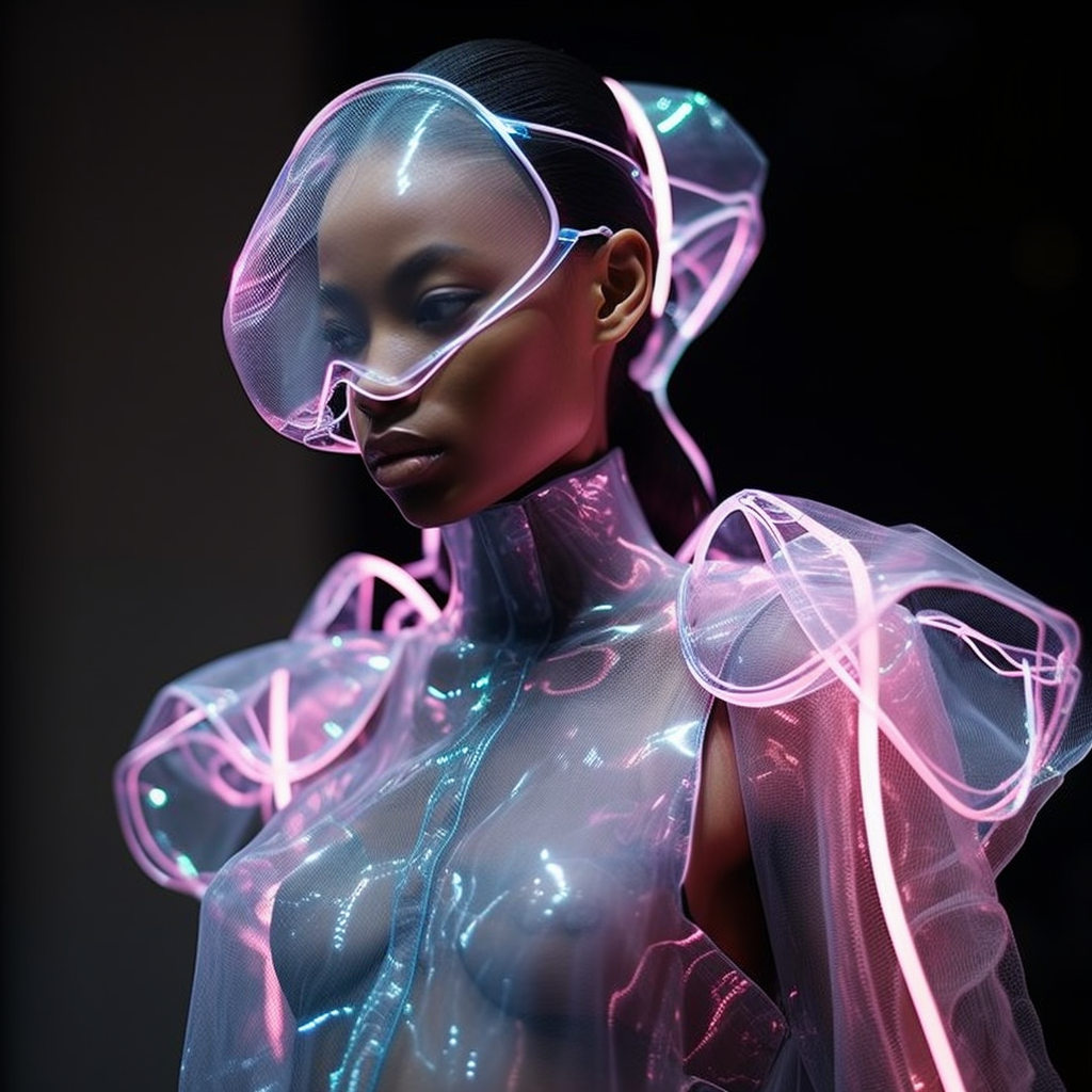 Stunning holographic fashion garments on runway