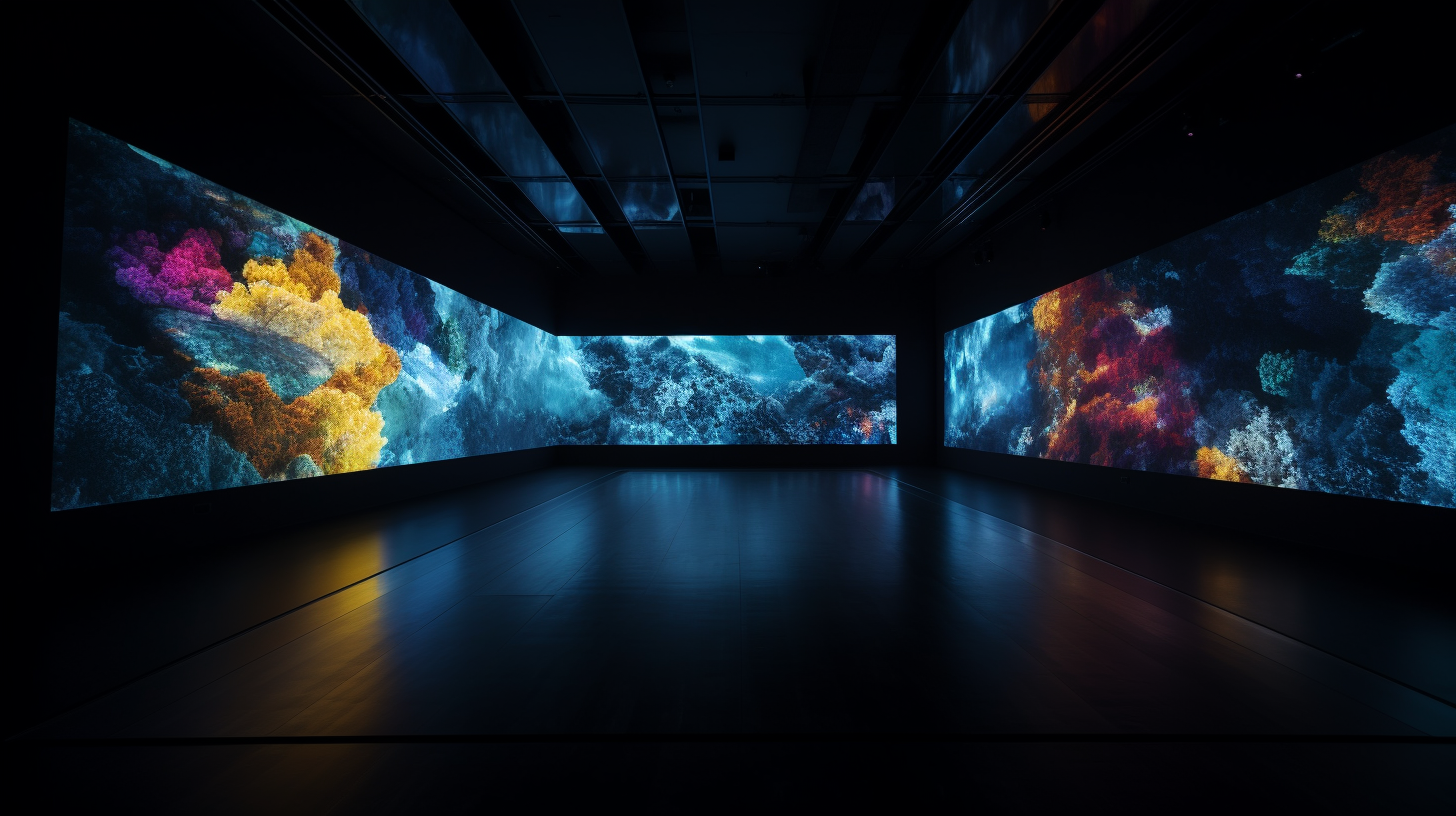 Holographic immersive exhibition in dark room