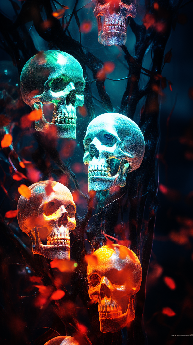 Translucent Skulls in Autumn Holography