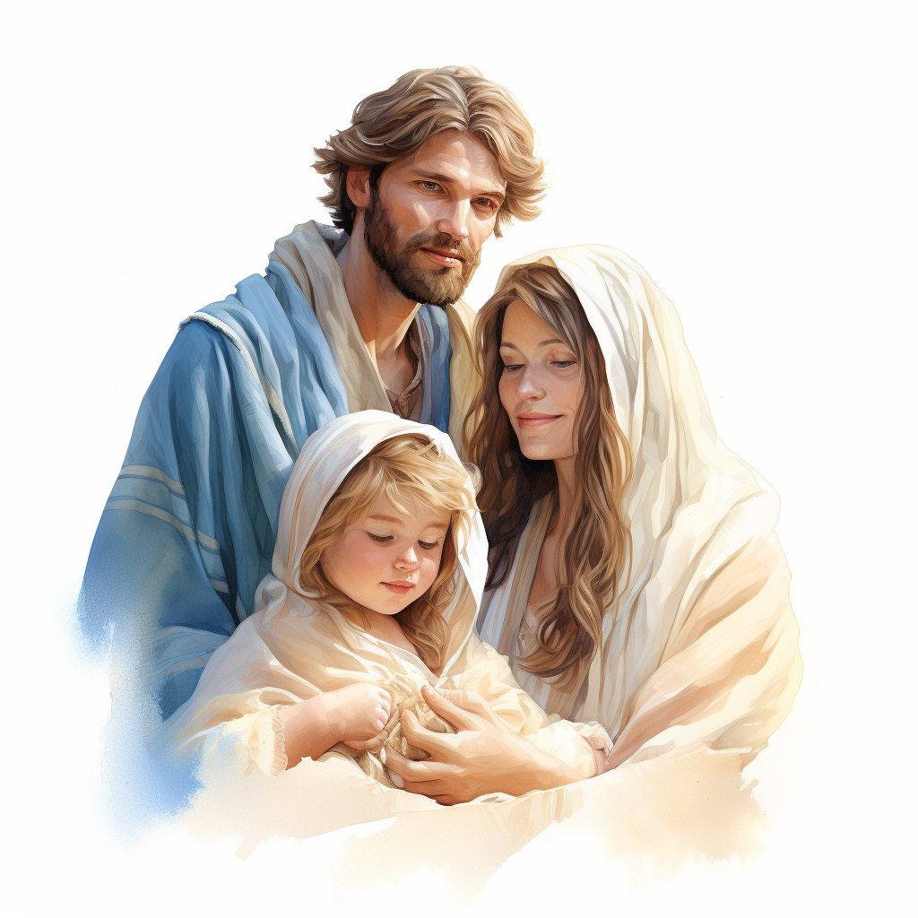 Hyperrealistic Holy Family Nativity Painting