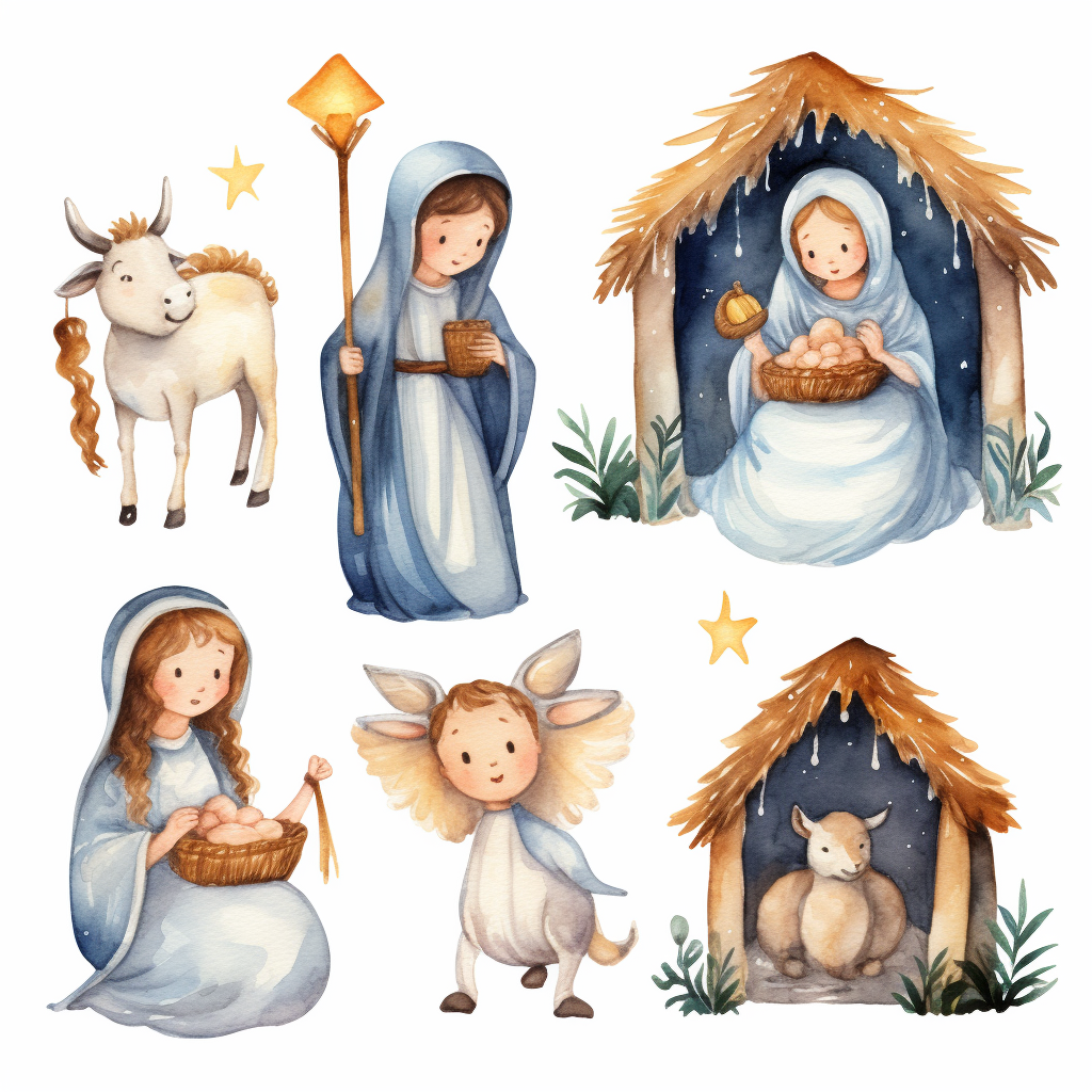 Holy Nativity Christmas watercolor clipart design