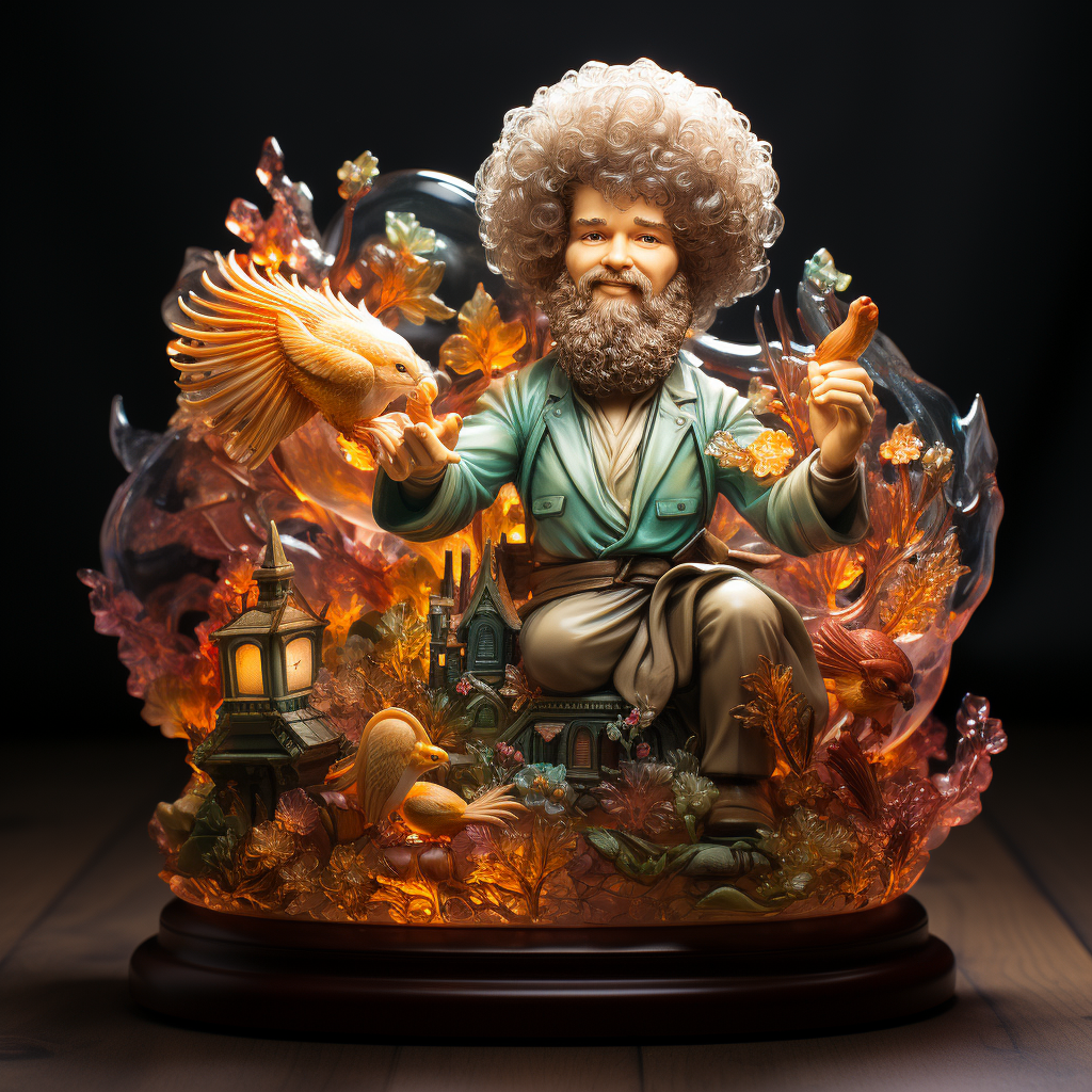 Bob Ross holding illuminated Holy Squirrel