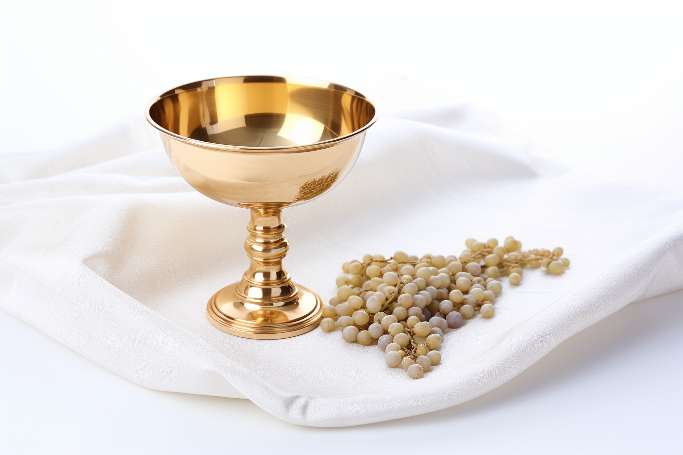 Holy Communion Symbol on White Tablecloth