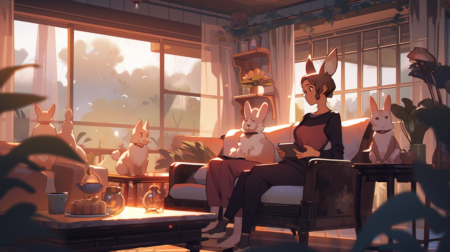 Bunny Comic Friends Hanging Out Together