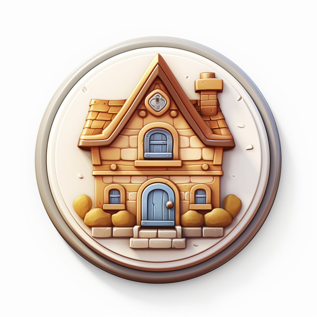 Front view of Royal Match-style home icon with 3D badge