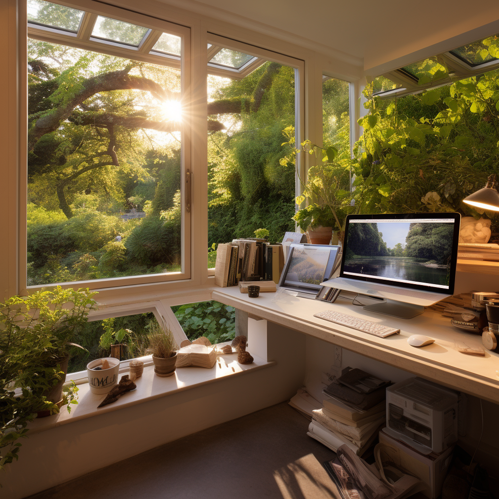 Home Office Garden Window Setup