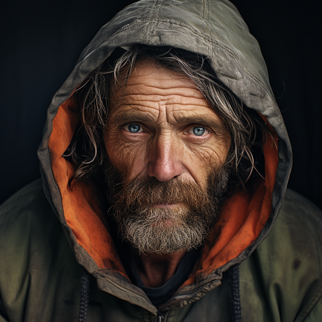 Close-up Portraits of Homeless Men