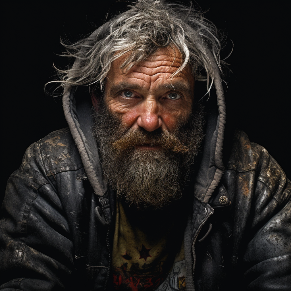 Hyperrealistic portraits of homeless men