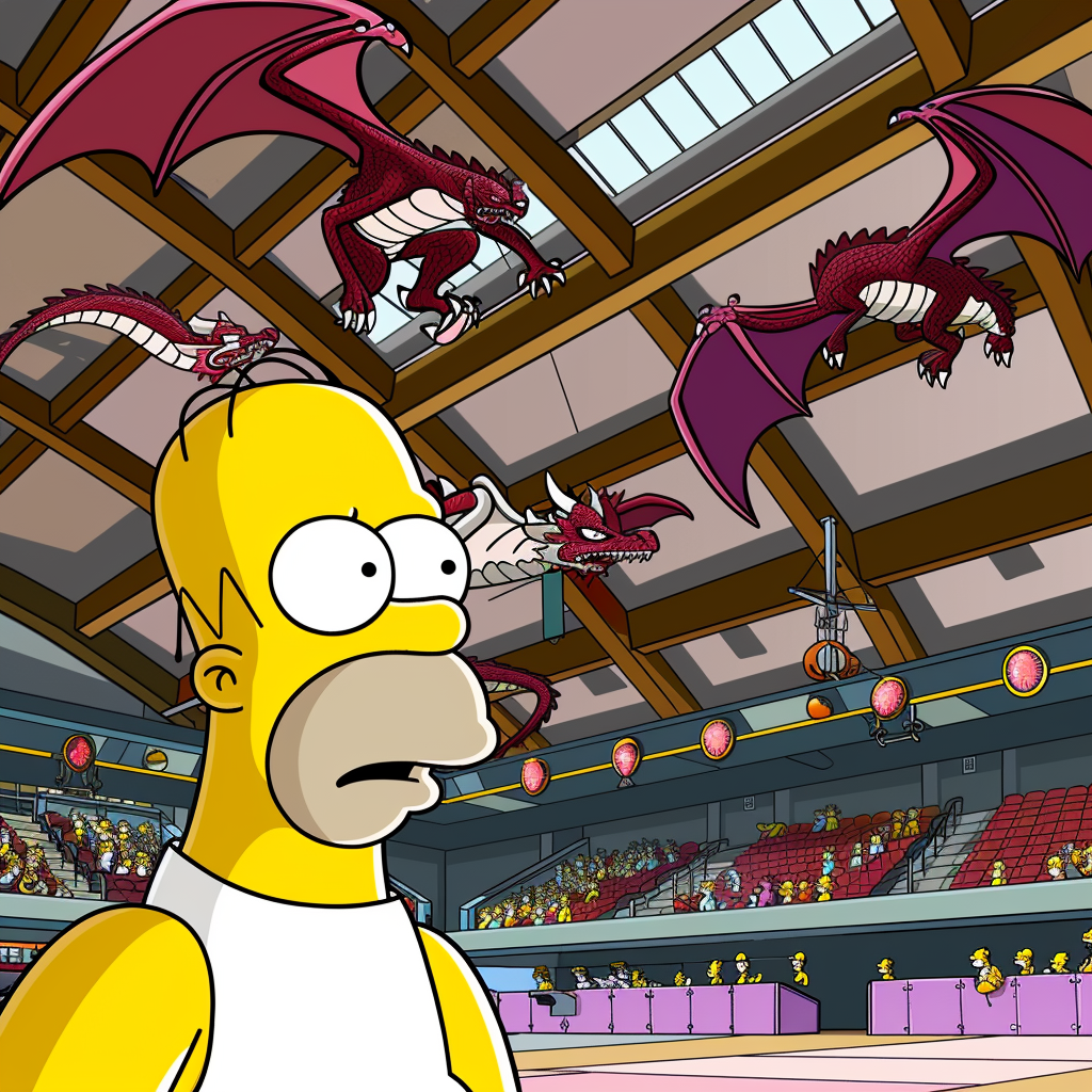 Simpsons rehab gym with dragons