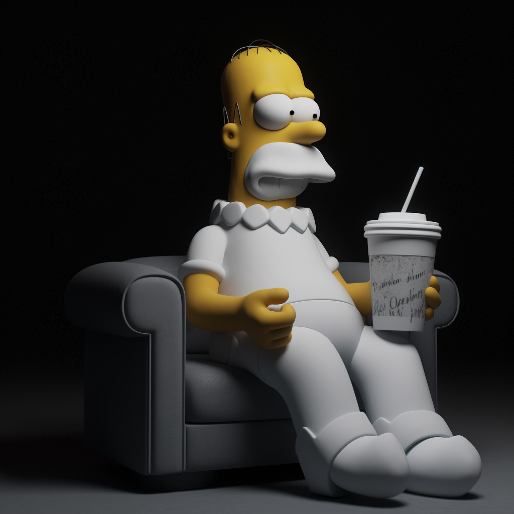 Homer Simpson holding a styrofoam cup