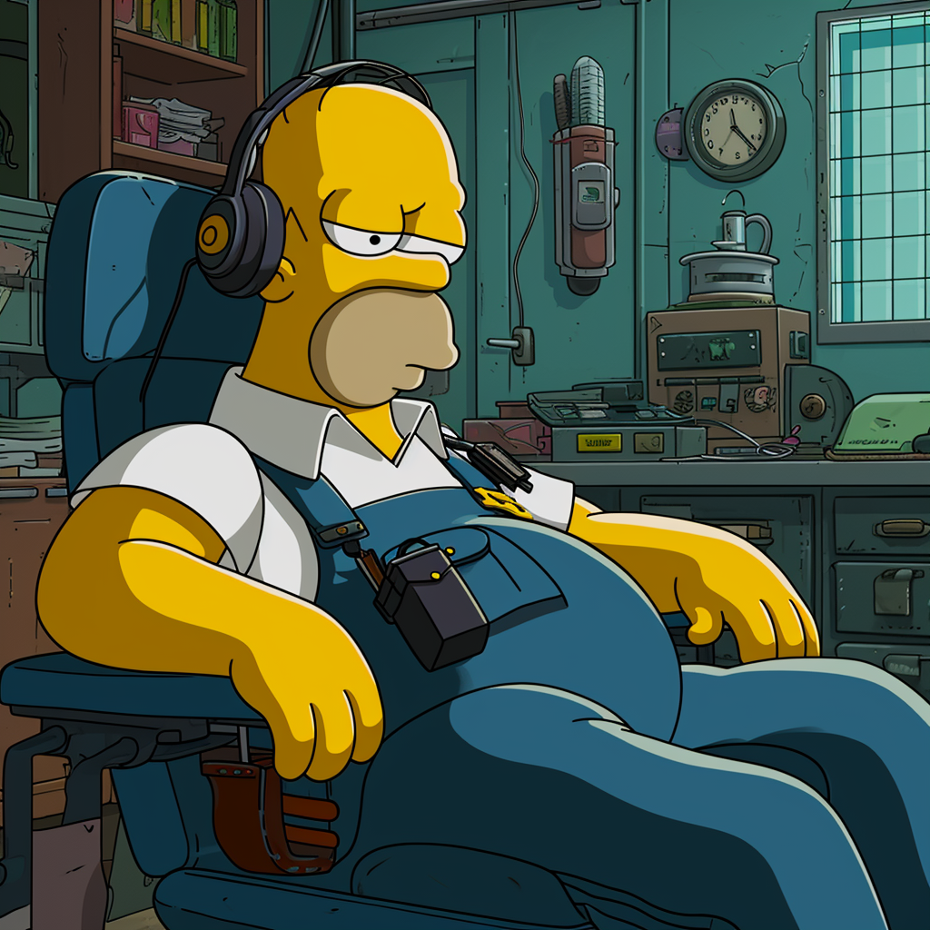 Homer Simpson Sleeping in Chair