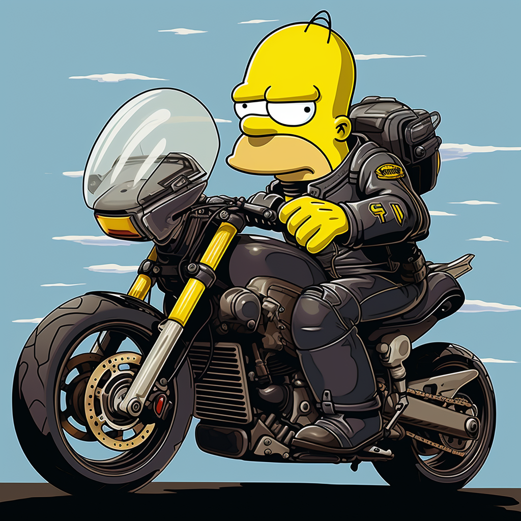 Homer Simpson on Suzuki GSXR