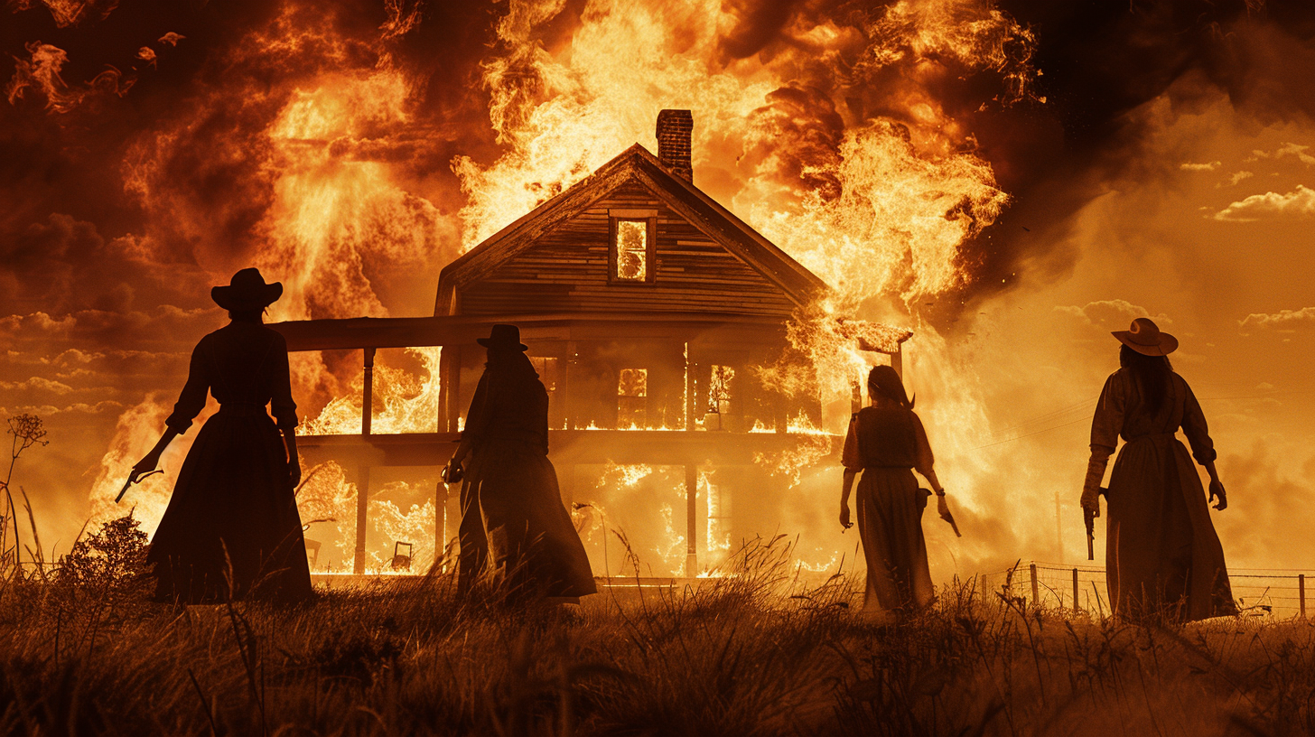 Homestead Western Thriller Film Farmhouse on Fire