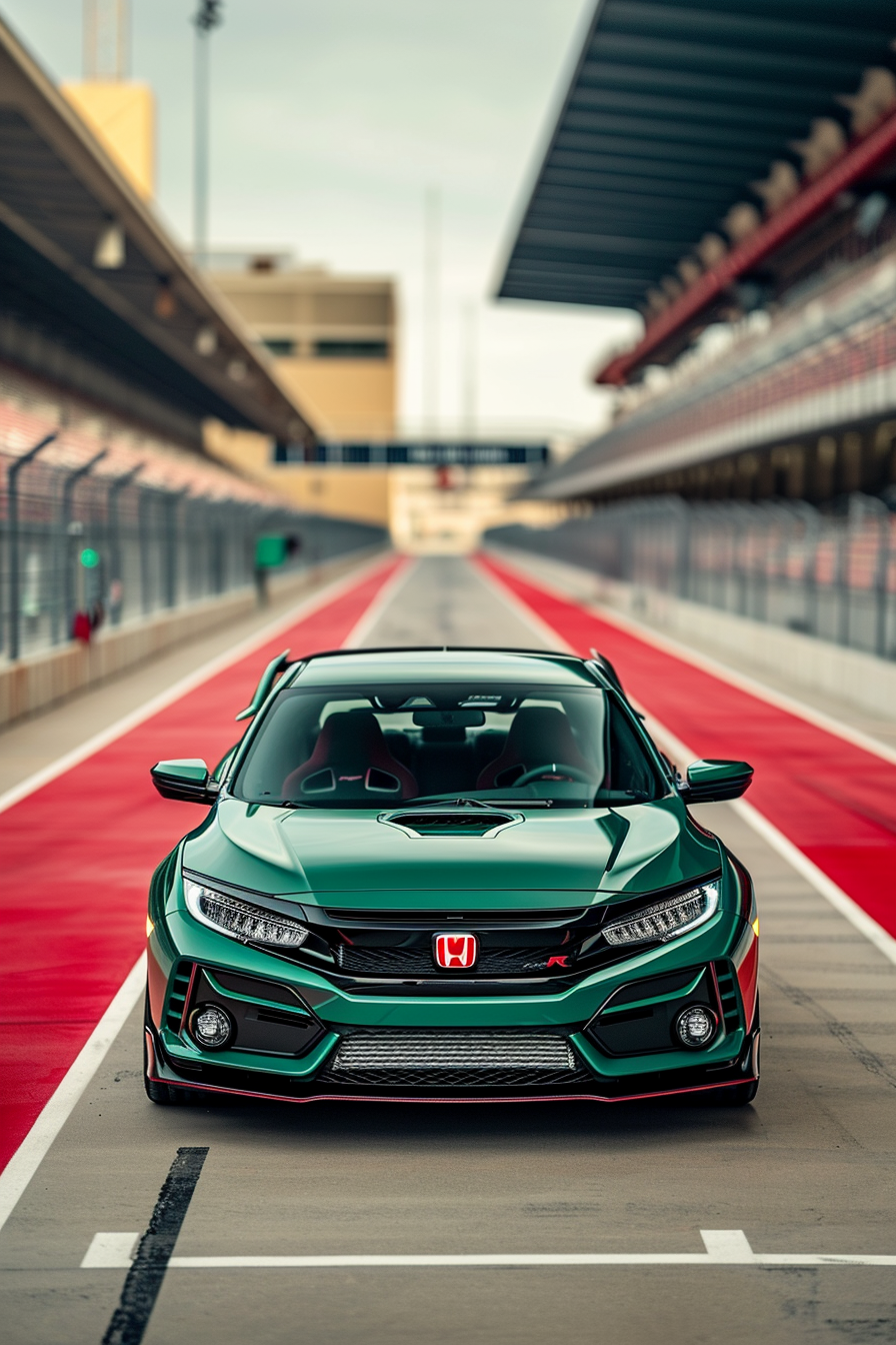 honda civic type r on race track