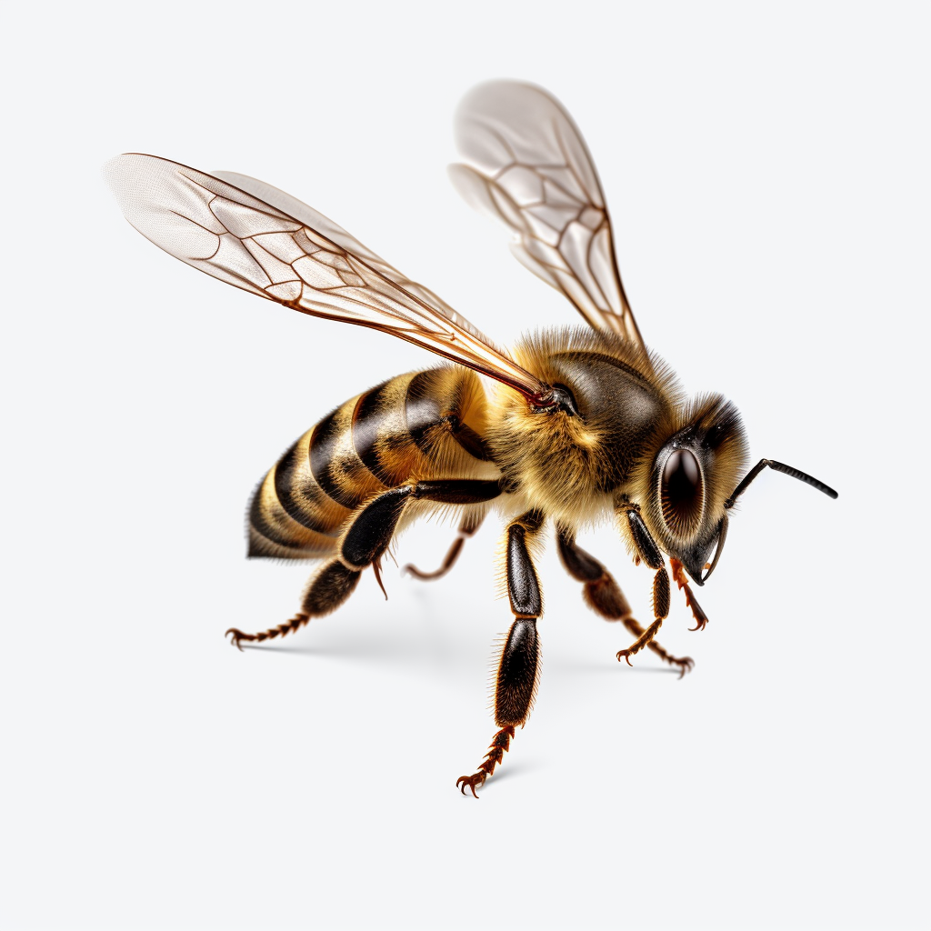 Honey bee landing transparent background