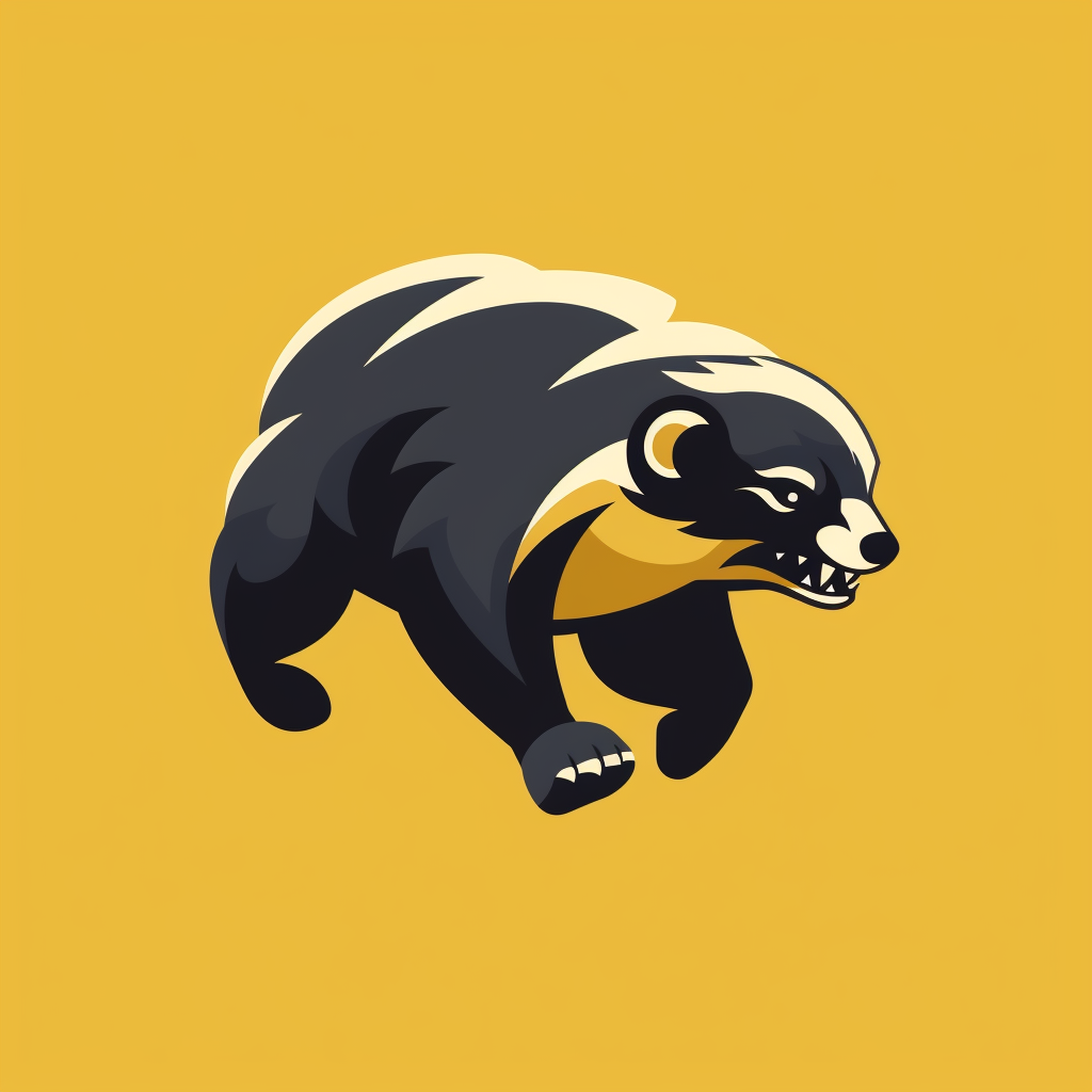 Minimalistic logo of a running honey badger