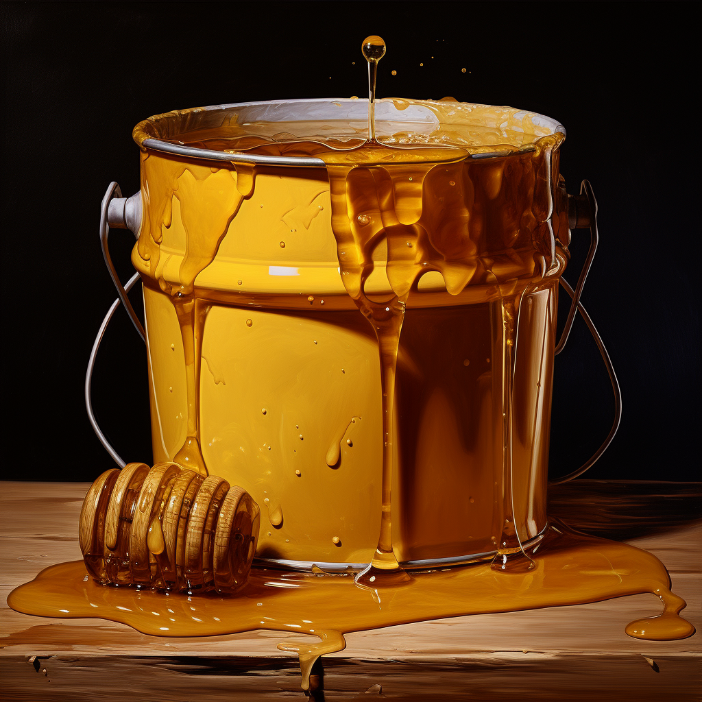 Colorful honey bucket with oil paint