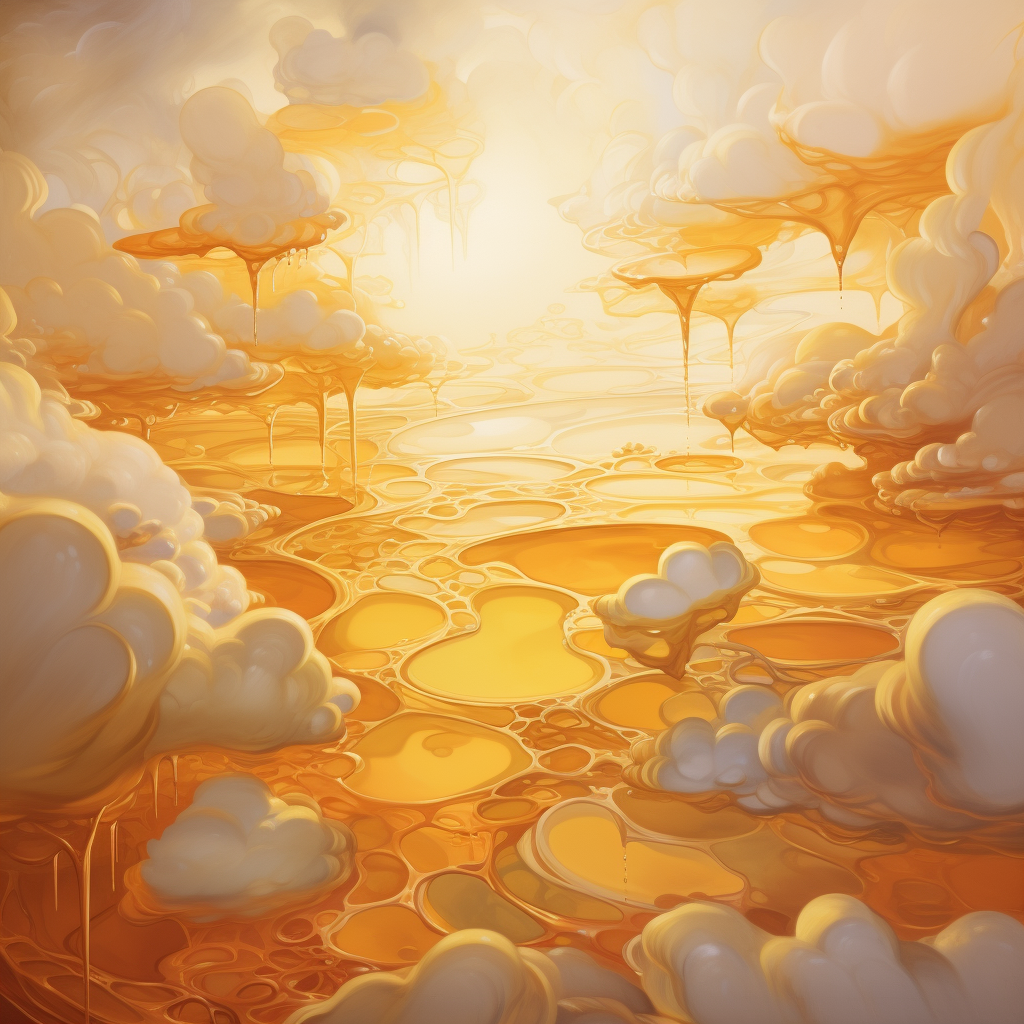 Honey flowing in clouds