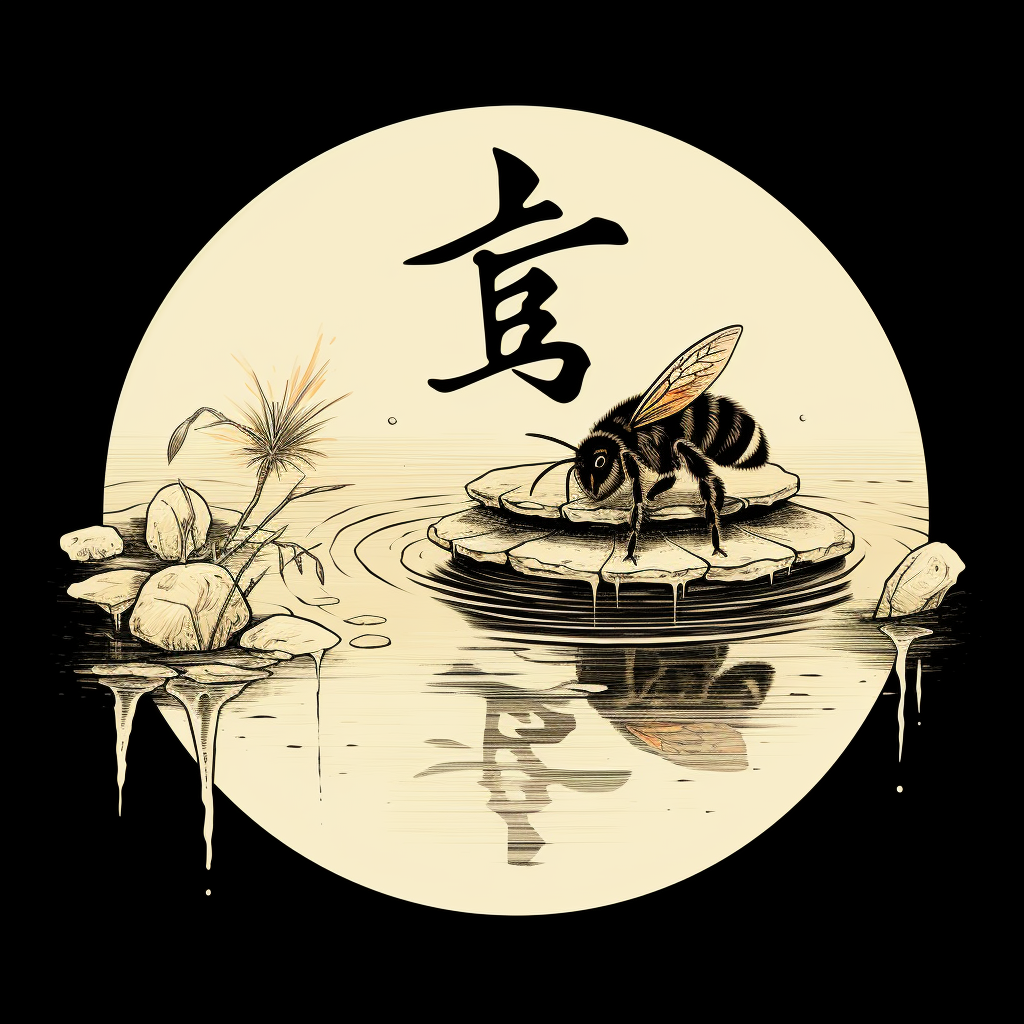 Visually striking honey logo in ukiyo-e style