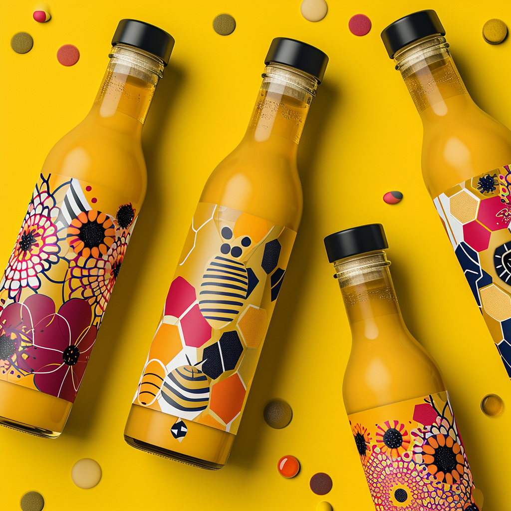 Colorful modern honey packaging label