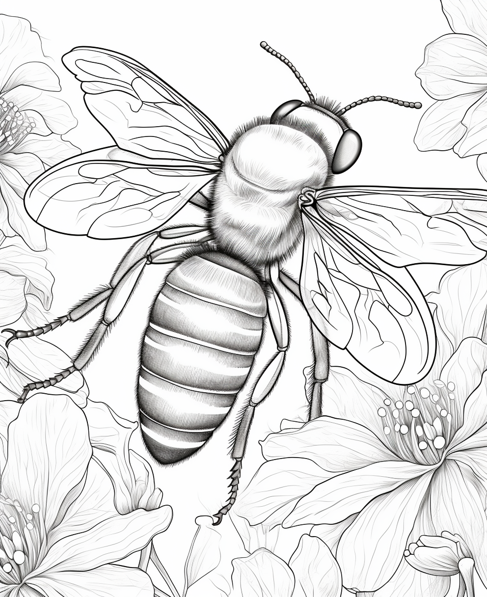 Coloring page of a honeybee