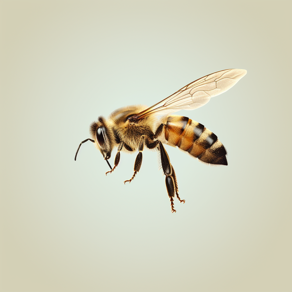 Clear illustration of a honeybee flying