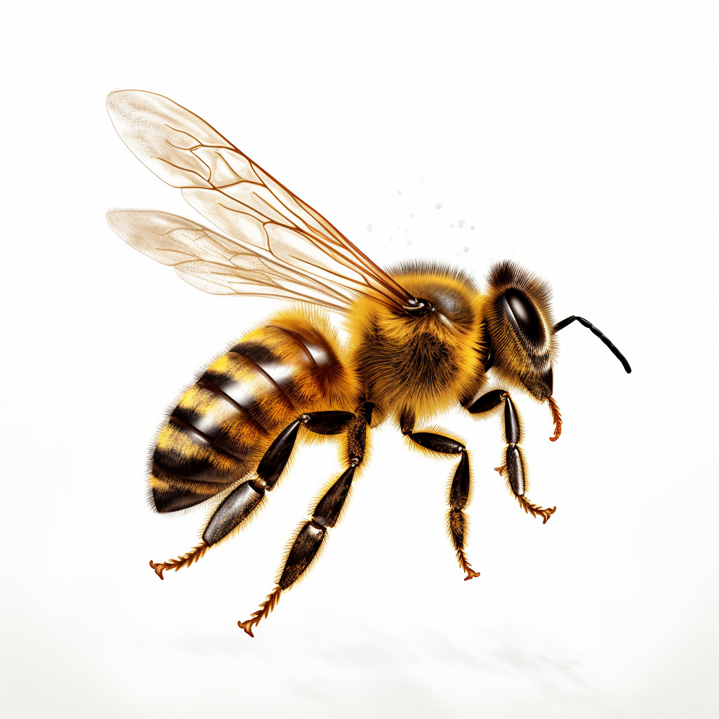 Illustration of honeybee flying in the air