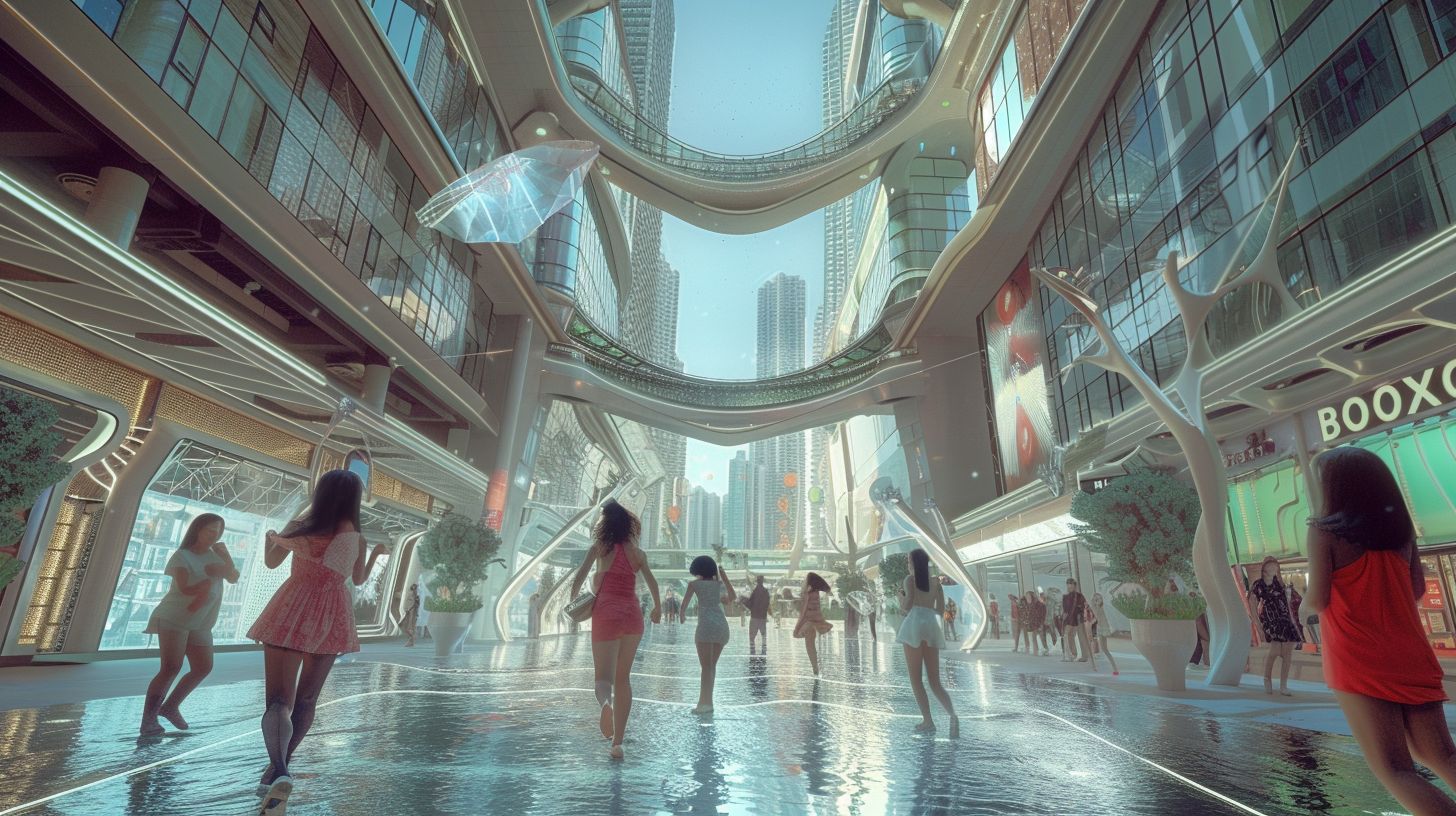 Hong Kong Futuristic Canal City Dancing Office Ladies