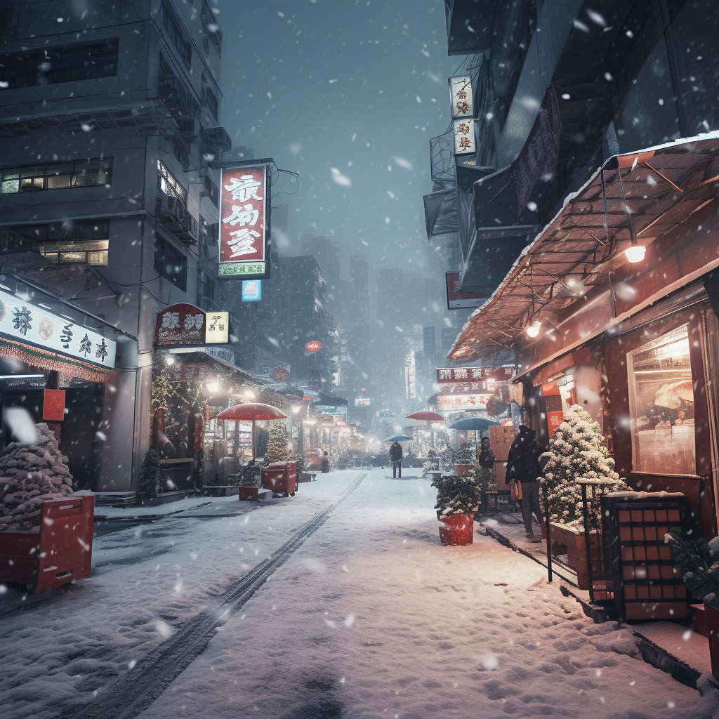 Snowy scene in Hong Kong