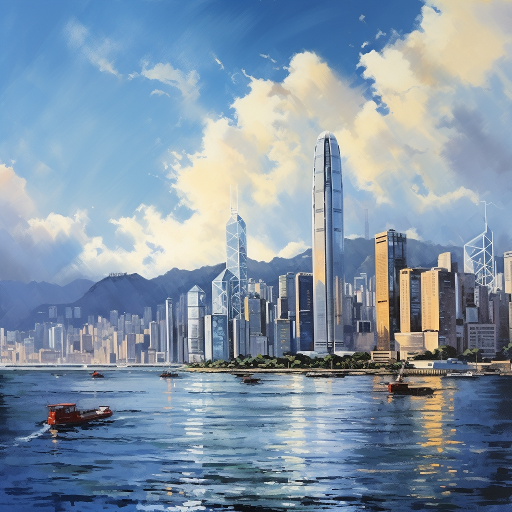 Beautiful Hong Kong Skyline in Morning Sun