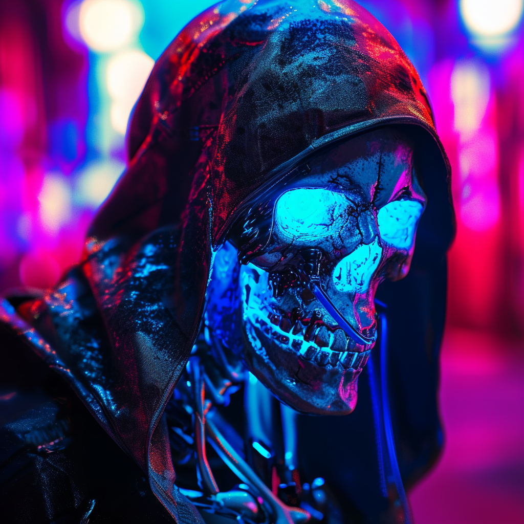 Hooded Skeleton with Blue Fire Eyes