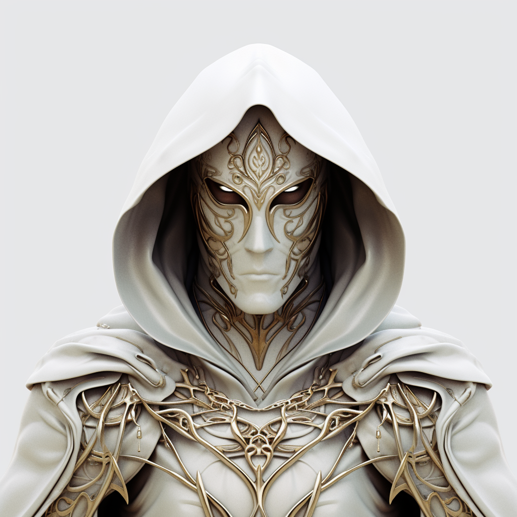 Hooded Warrior in White Mask Fantasy Art