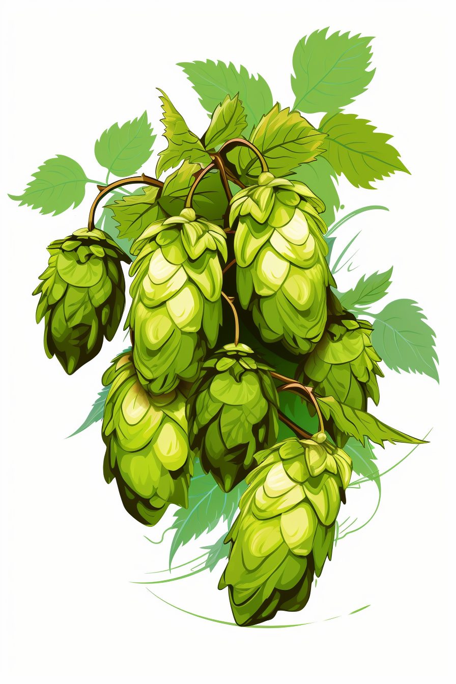 Colorful hops art on white background