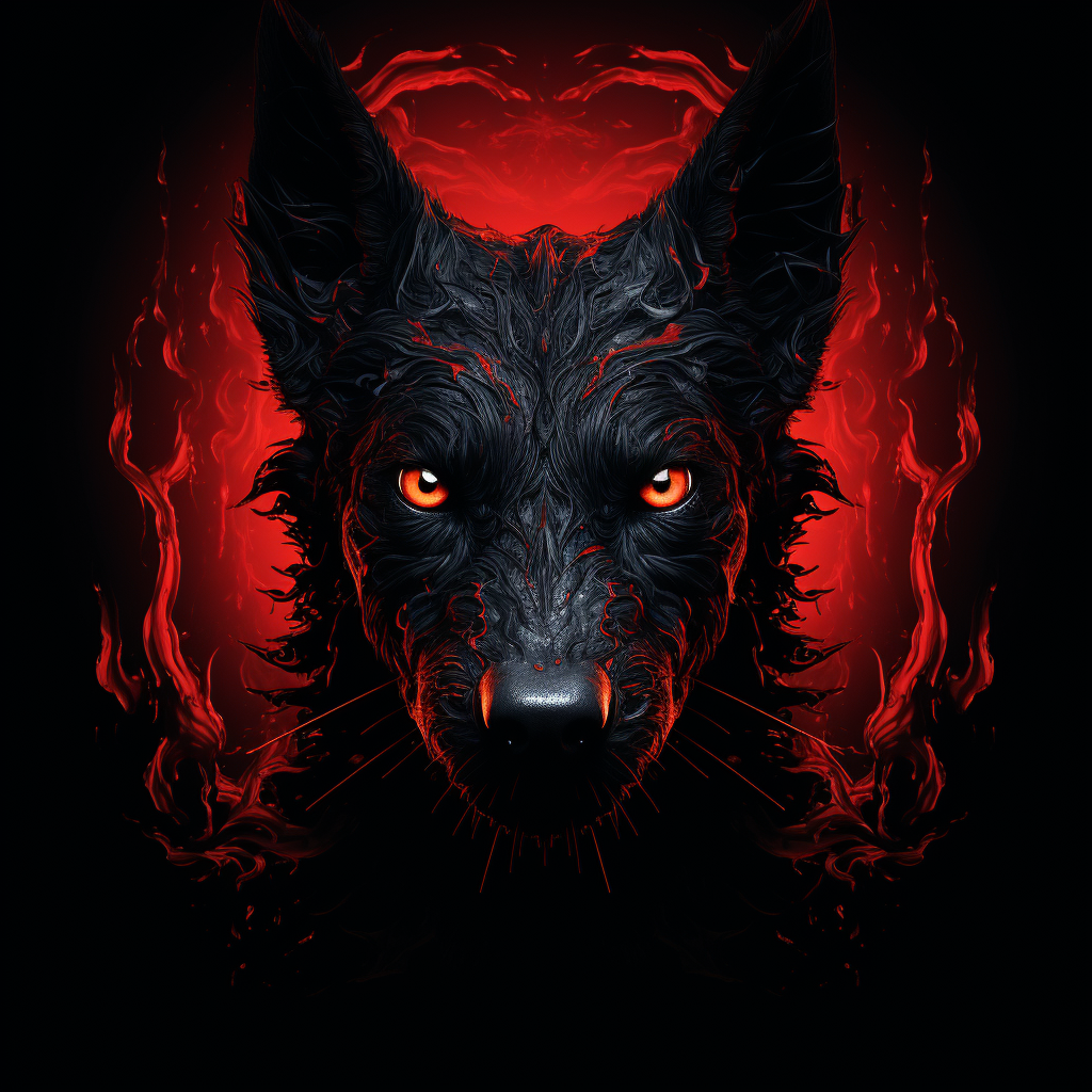 Sinister dog with red eyes