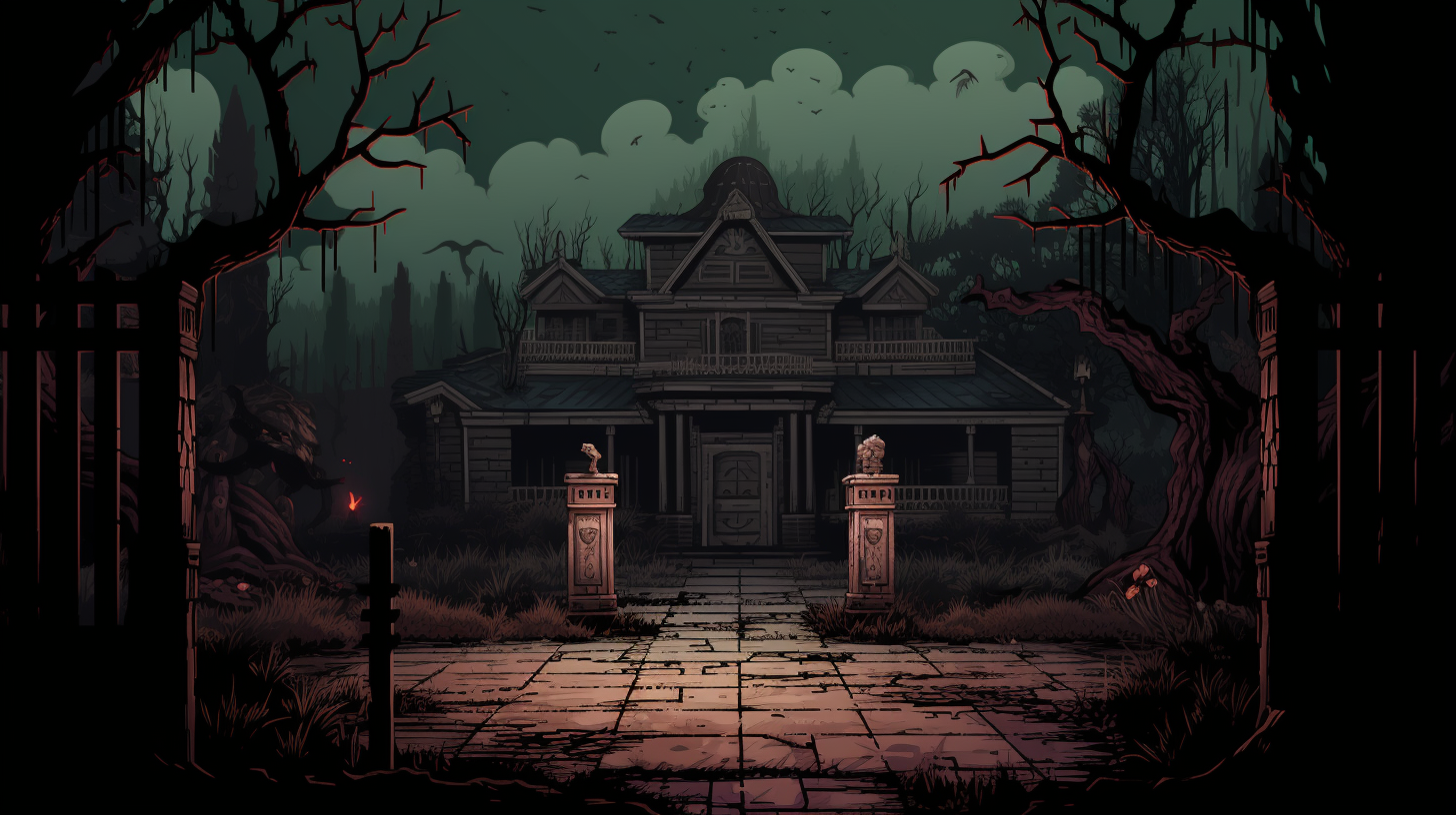 Haunting pixel art login screen for horror game