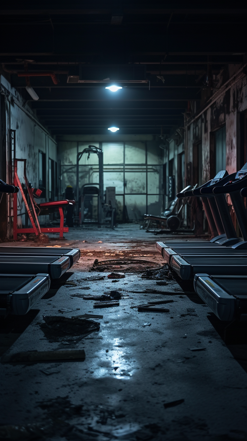 Dark gym with eerie atmosphere