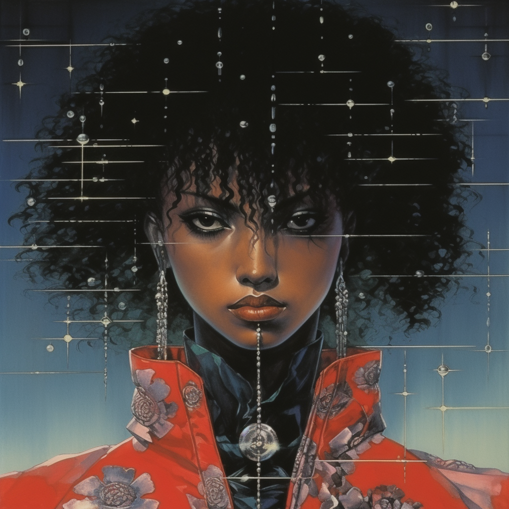 Melanated Woman Embracing Singularity in Horror Manga