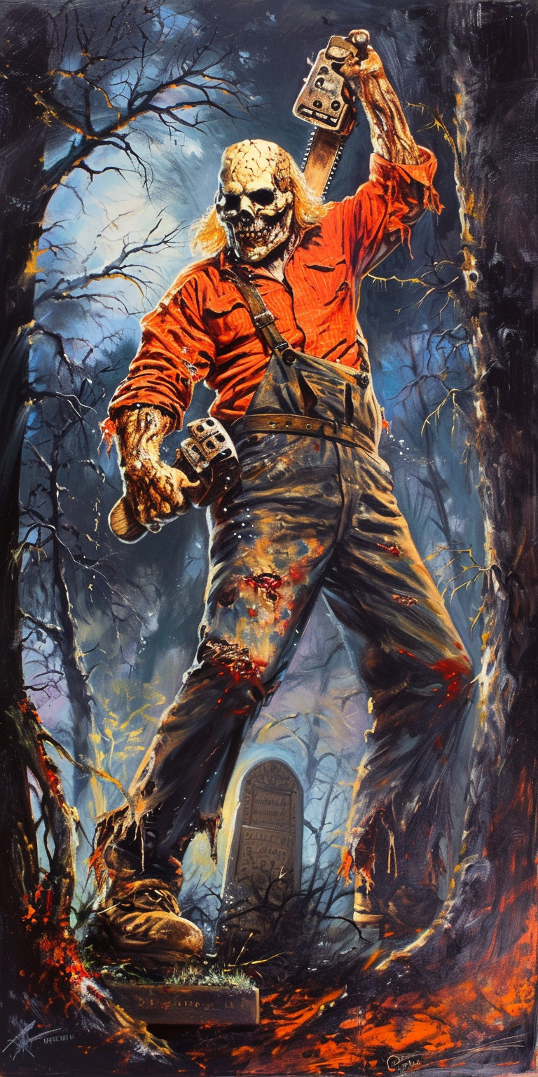 80s horror movie poster painting by Drew Struzan