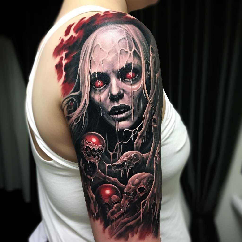 Spooky horror tattoo design