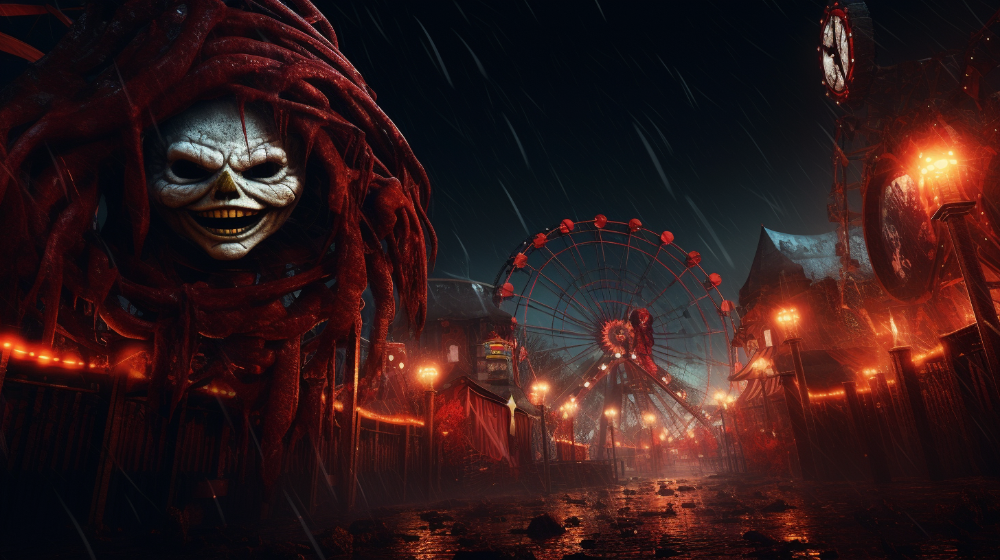 Carnival with horrifying and creepy atmosphere