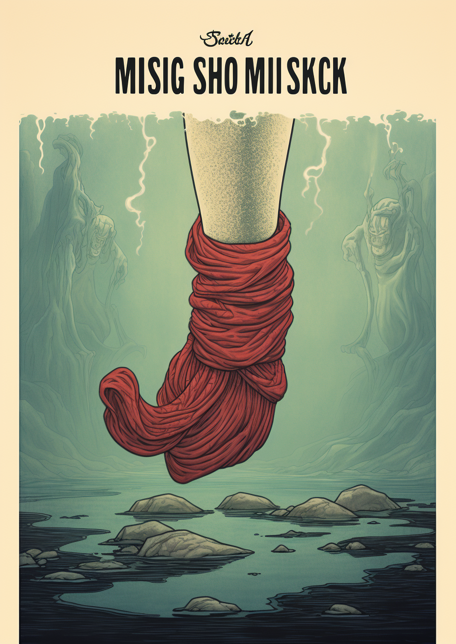 Retro horror movie poster for 'The Missing Sock'